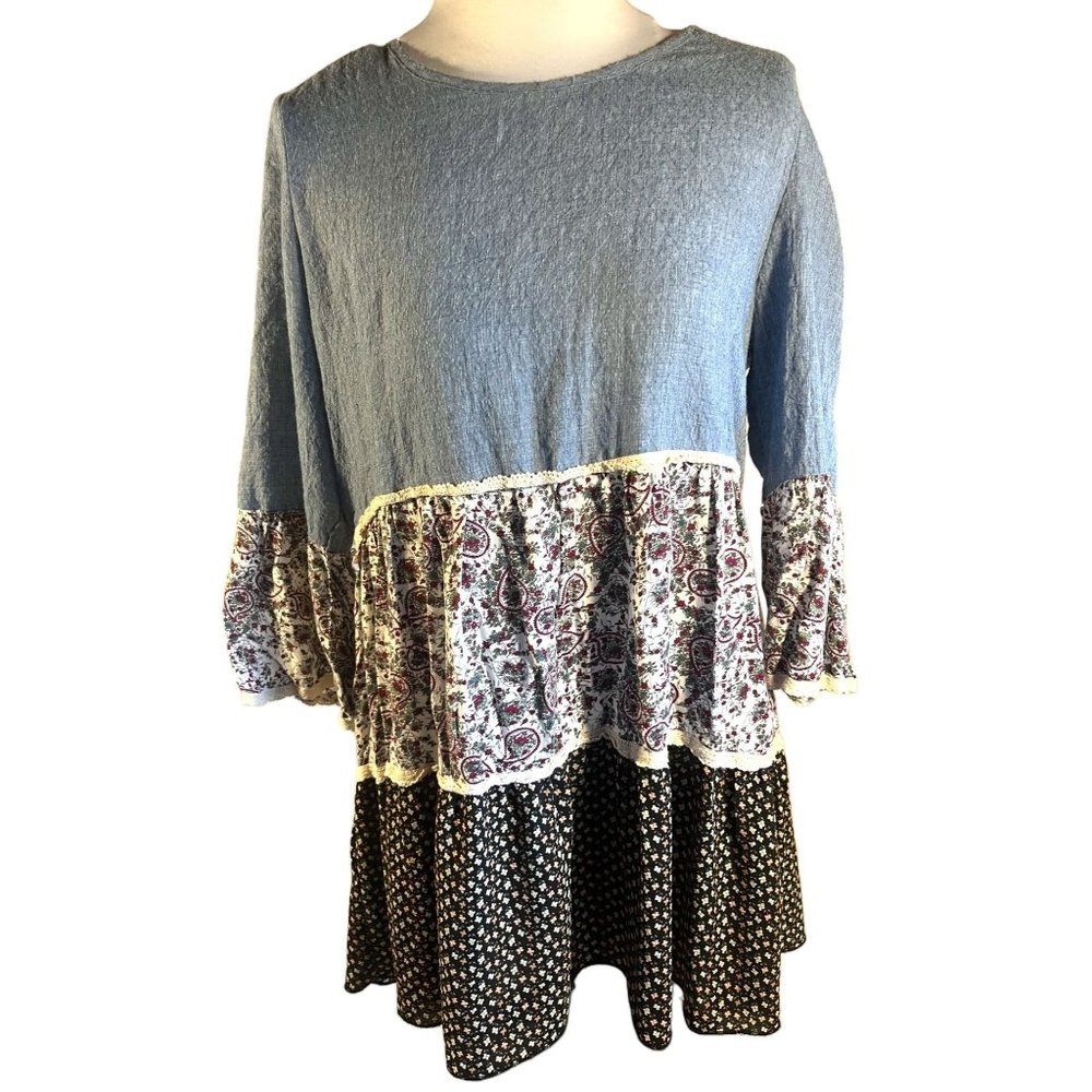 Altard State Shirt Women Size Medium Ruffle Tiered Modest - Picture 1 of 4